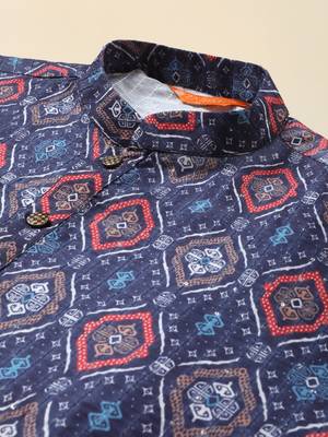 Multicolor digital print with sequins rayon stitched mens kurta 5