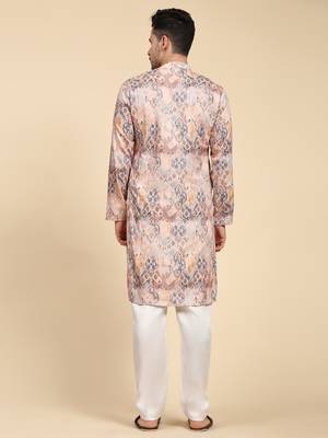 Multicolor digital print with sequins rayon stitched mens kurta 4