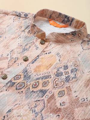 Multicolor digital print with sequins rayon stitched mens kurta 5