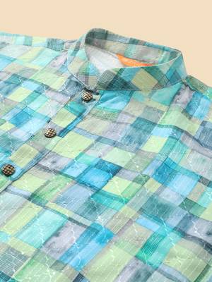 Multicolor digital print with sequins rayon stitched mens kurta 5