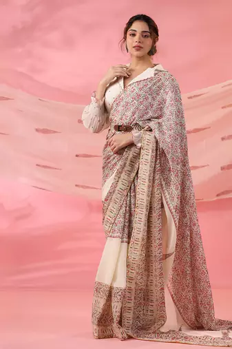Gulposh Drape Saree Set with Hand-Embroidered Blouse and Belt