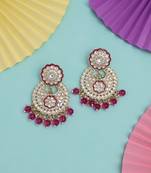 Purple color kundan meena earrings