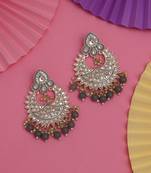 Gray color kundan meena earrings