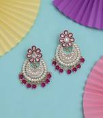 Purple color kundan meena earrings