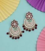 Maroon color kundan meena earrings