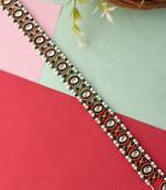 Gold plated green stone studded meenakari matha patti