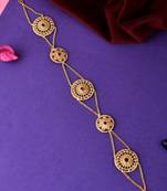 Gold plated green cubic zirconia stone studded handcrafted head chain