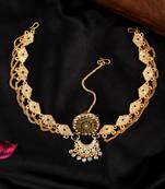 Golden borla rajasthani traditional wedding matha patti head jewellery