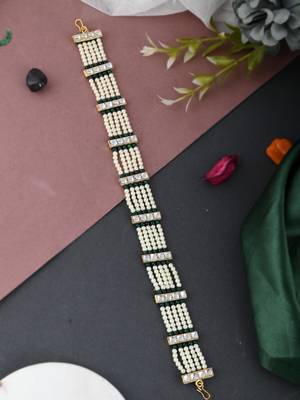 Gold plated ethnic kundan matha patti for women 1