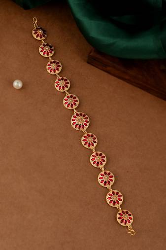 Gold plated ethnic traditional meenakari wedding head chain