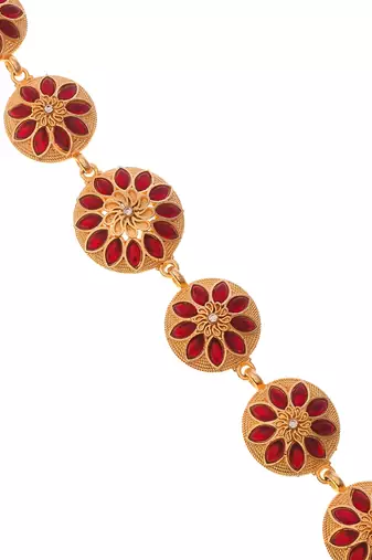 Gold plated ethnic traditional meenakari wedding head chain