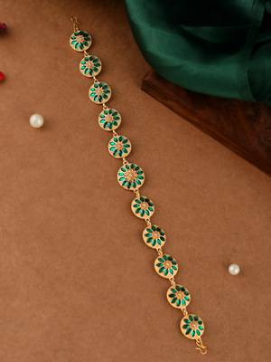 Gold toned ethnic matha patti traditional enamelled head chain 1