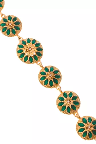 Gold toned ethnic matha patti traditional enamelled head chain