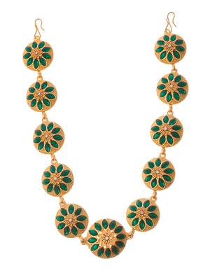 Gold toned ethnic matha patti traditional enamelled head chain 4