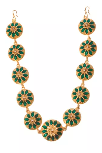 Gold toned ethnic matha patti traditional enamelled head chain