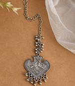 Silver plated oxidised handcrafted ghungroo maang tikka