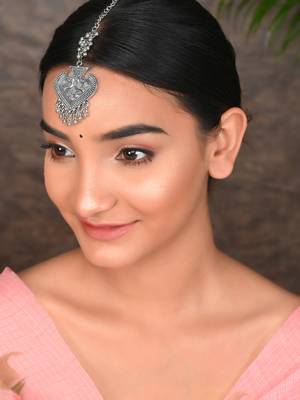 Silver plated oxidised handcrafted ghungroo maang tikka 2