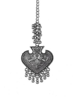 Silver plated oxidised handcrafted ghungroo maang tikka 3