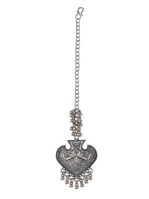 Silver plated oxidised handcrafted ghungroo maang tikka 4