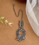 Silver plated oxidised handcrafted ghungroo maang tikka