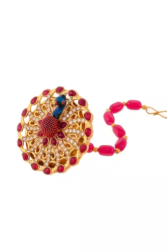 Gold plated peacock handcrafted bold unique ethnic borla