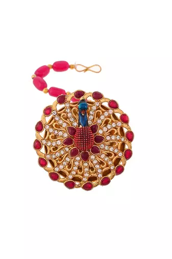 Gold plated peacock handcrafted bold unique ethnic borla