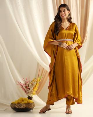 Shades satin crepe golden kaaftan 1