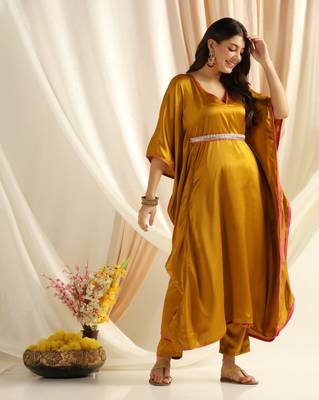 Shades satin crepe golden kaaftan 2