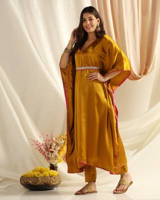 Shades satin crepe golden kaaftan 3