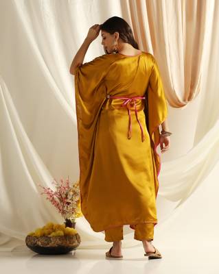 Shades satin crepe golden kaaftan 4