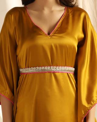 Shades satin crepe golden kaaftan 5