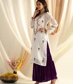 Shades chikankari kota kurti with purple and green work