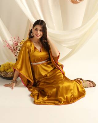 Shades satin crepe golden kaaftan 6