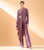 Cowl draped blazer cord set