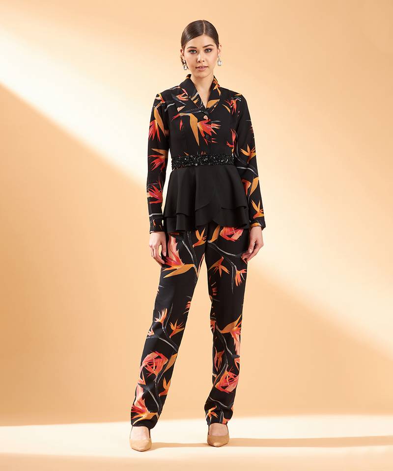 Tropical peplum cord set