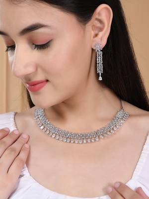 Cubic zirconia silver plated jewellery srt 2