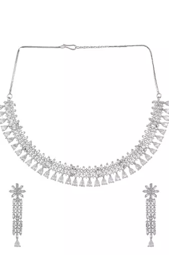 Cubic zirconia silver plated jewellery srt