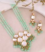 Gold plated kundan long layered jewellery set