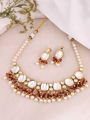 Gold plated pearl kundan jewellery set 1