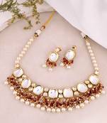 Gold plated pearl kundan jewellery set