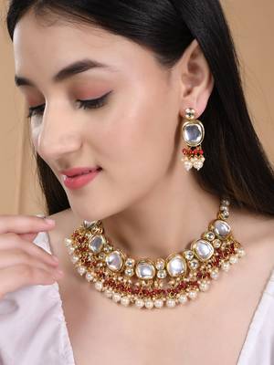 Gold plated pearl kundan jewellery set 2