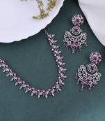American diamond silver plated jewellery set