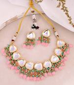 Gold plated beads kundan jewellery set
