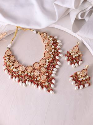 Pearl kundan gold plated jewellery set 1