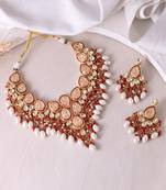 Pearl kundan gold plated jewellery set
