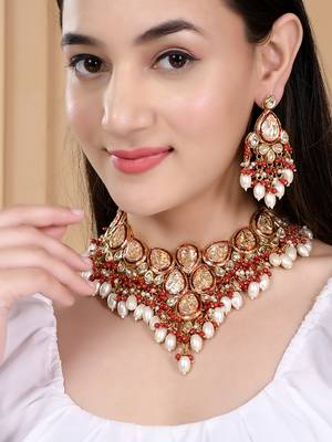 Pearl kundan gold plated jewellery set 2