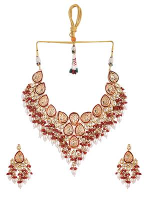 Pearl kundan gold plated jewellery set 3