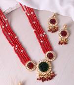 Gold plated beads meenakari jewellery set