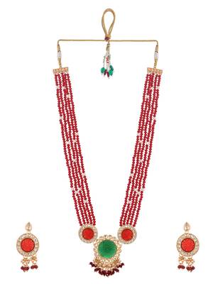 Gold plated beads meenakari jewellery set 3