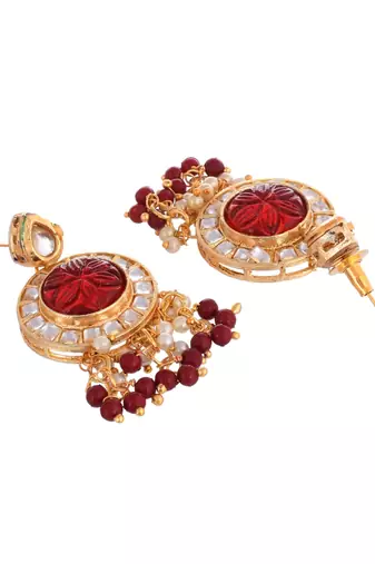 Gold plated beads meenakari jewellery set